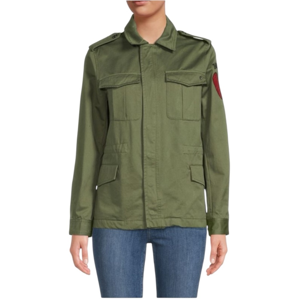 ZADIG & VOLTAIRE Shoulder Tab Spread Collar Olive Green Military Jacket Medium
